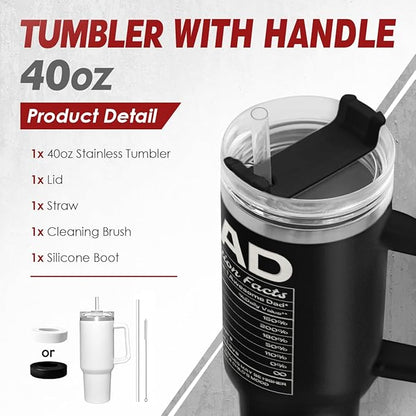 SANDJEST Dad Gift from Daughter, 40oz Stainless Steel Insulated Coffee Tumbler With Lid & Straw, Travel Cup Gift for Dad, Christmas Birthday Father's Day