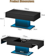 Load image into Gallery viewer, Black LED Coffee Table with Storage for Living Room, Living Room Table Rectangular Center Table, Modern High Glossy Wooden Coffee Tables for Dining Reception Room