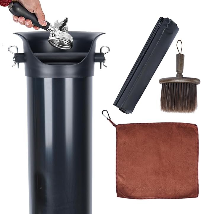Knock Box for Espresso Grounds Commercial Floor-Standing Coffee Grounds Knock Box with Brush 18L Large Capacity Coffee Knockbox with Towel and Garbage Bags for Coffee Shops,Bar Home,Coffee lovers