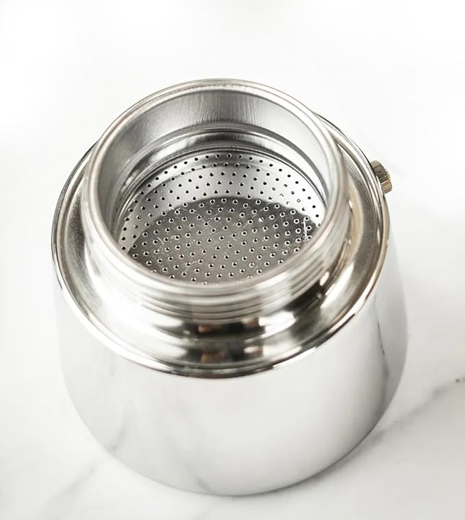 Cuisinox Moka Pot Coffee Espresso Maker – Stainless Steel Roma Stovetop Espresso Coffee Maker, Induction Compatible, Durable Long-Lasting, Dishwasher Safe, Heat-Resistant Handle, 6-Cup, 300ml, 10oz