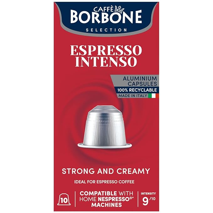 Caffe Borbone Aluminum Coffee Pods Compatible with Nespresso Original Machines, Espresso Intenso, Medium Roast, Strong and Creamy, Genuine Italian Coffee - 50 Count