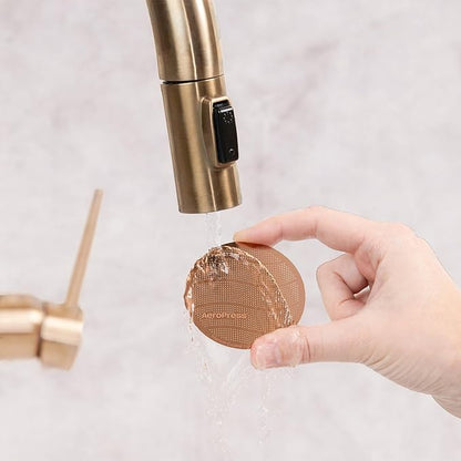 AeroPress Gold Tone Stainless Steel Reusable Filter – Durable Metal Coffee Filter, Sustainable, Eco-Friendly, Travel-Friendly, Fits Standard AeroPress Manual Coffee Makers