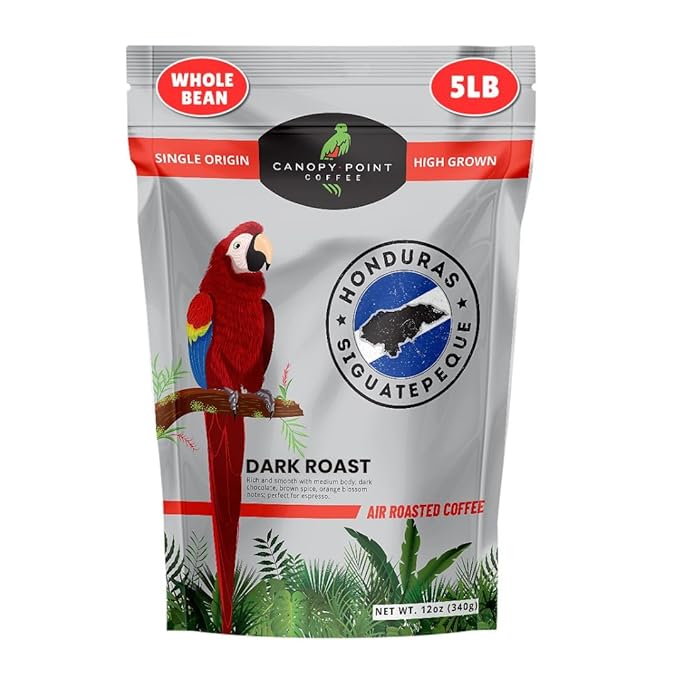 Canopy Point Coffee Dark Roast | 5lb Bulk Whole Bean for smooth Espresso, Cold Brew, French Press, Moka Pot, Pour Over | Non-Toxic Air Roasted French Roast (Whole Bean, 5lbs)