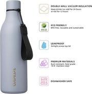BJPKPK Insulated Water Bottles, 25 oz Stainless Steel Metal Water Bottle with Strap, BPA Free Leak Proof Jugs, Mugs, Flasks, Reusable Thermal Flasks for Sports & Travel, Mist Grey