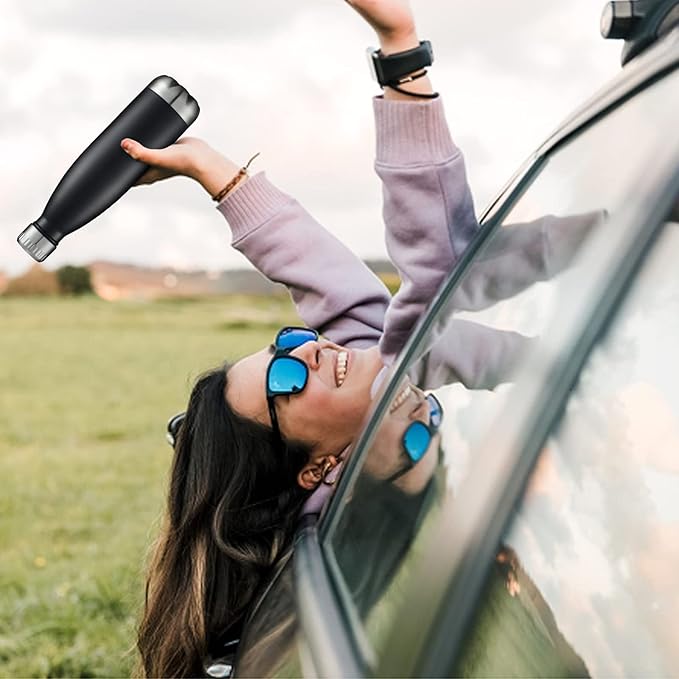 HASLE OUTFITTERS 17oz Stainless Steel Water Bottles, Vacuum Insulated Water Bottles Double Walled Reusable Metal Sports Water Bottles Keep Drinks Hot and Cold, Black, 1Pack