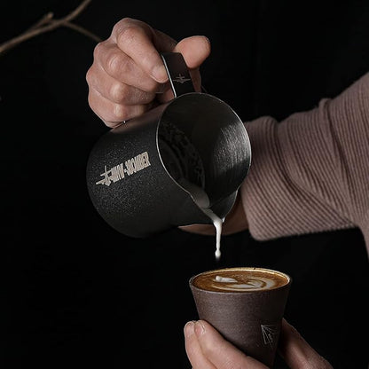 MHW-3BOMBER Espresso Steaming Pitcher Milk Frothing Pitcher Stainless Steel Milk Coffee Cappuccino Latte Art Barista Cup (5.0 Matte Black, 13.5oz/400ml)