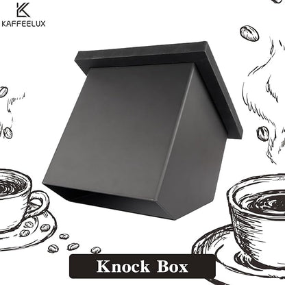 Stainless Steel Espresso Coffee Ground Knock Box Chute, Built-in Desktop Waste Bucket, Bottomless Knocking Residue Box