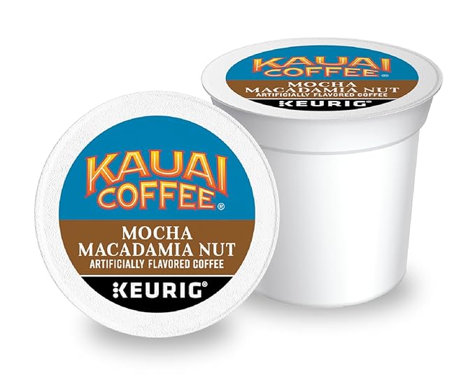 Kauai Coffee K-Cup Pods for Keurig Brewers – Arabica Coffee, 10% Hawaiian – Medium Roast, Savory and Chocolatey Aroma – Mocha Macadamia Nut, 1 Pack of 48 Single Serve K-Cups