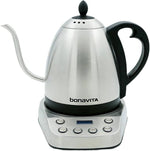 Load image into Gallery viewer, Bonavita Gooseneck Electric Kettle, Stainless Steel Water Boiler, Digital Variable Temp, Precise Pour Control, 6 Preset Temps for Pour-Over Coffee &amp; Tea, Café, Home, 1 Liter, Stainless Steel Base