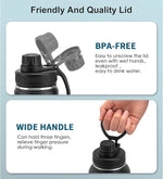 Load image into Gallery viewer, koodee Insulated Water Bottle, 32 oz Stainless Steel Double Wall Vacuum Wide Mouth Sport Bottle with Leakproof Spout Lid (Black)