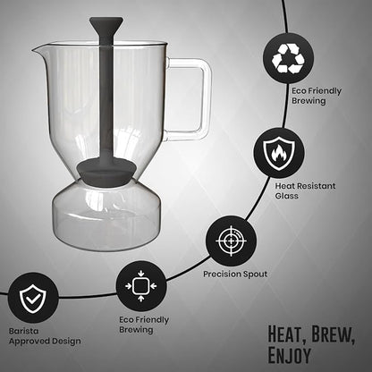 Rattleware Glass Cupping Brewer 300ml – Heat Resistant Specialty Coffee Brewer for Professional Baristas and Home Use, Clear Flavor Extraction, Durable Glass Construction, Easy Pouring and Cleaning