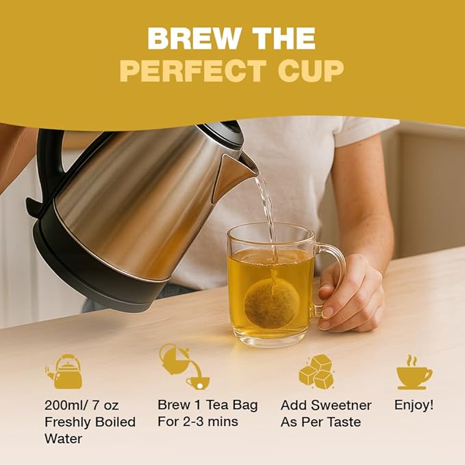 HANDPICK, Organic Ginger Tea Bags (100 Herbal Tea Bags), Authentic Indian Origin, Caffeine Free & 100% Pure Ginger Root |Soothing & Spicy Blend | Round Eco Conscious Teabags