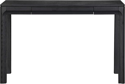 NTC Flow Modern Wooden Rectangle Desk Table with Hidden Drawer – Waterproof & Heat Resistant, Burnt Black