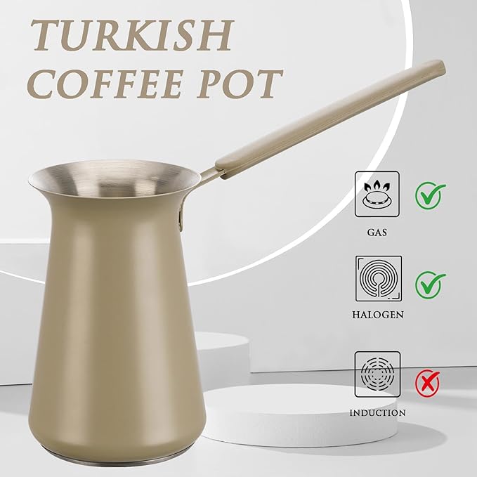 Turkish Coffee Pot - Coffee Maker, Briki Greek Turkish Pot, Arabic Tea Pot, Cezve/Ibrik Coffee Pot for Stovetop(400 ml,Serves 5)
