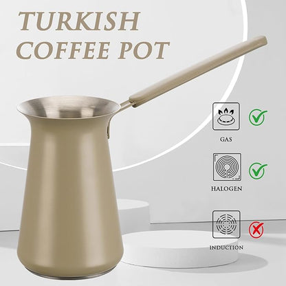 Turkish Coffee Pot - Coffee Maker, Briki Greek Turkish Pot, Arabic Tea Pot, Cezve/Ibrik Coffee Pot for Stovetop(400 ml,Serves 5)