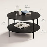 Load image into Gallery viewer, Round Coffee Table, 2-Tier 32.9" Circle Coffee Tables with Storage Wood Rustic Farmhouse Center Circular Coffee Table for Living Room Bedroom Balcony Office - Black