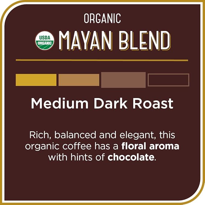 Don Francisco's Organic Mayan Blend Coffee - 12 K-Cup Compatible Single-Serve Pods - 100% Arabica - Bold Flavor with Floral Aroma and Chocolate Hints - Compatible with Keurig Brewers