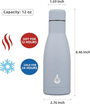 BJPKPK Insulated Water Bottle 12oz Small Stainless Steel Water Bottles Reusable Metal Thermal Keep Cold and Hot,Mist Grey