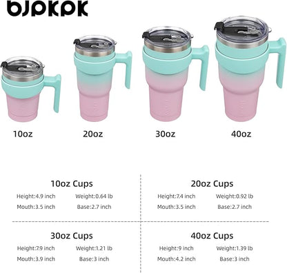 BJPKPK 10 oz Tumbler With Handle Stainless Steel Insulated Tumblers With Lid And Straw For Women,Bubble Gum