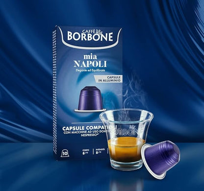 Caffe Borbone Aluminum Coffee Pods Compatible with Nespresso Original Machines, Mia Napoli, Medium Roast, Bold and Intense, Genuine Italian Coffee - 50 Count