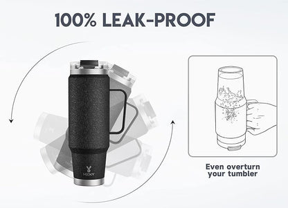 Meoky 40oz Tumbler with Handle, Stainless Steel Travel Mug with 2-in-1 Straw and Sip Lid, Vacuum Insulated Coffee Mug, 100% Leak Proof, Keeps Cold for 34 Hours or Hot for 10 Hours (Night)