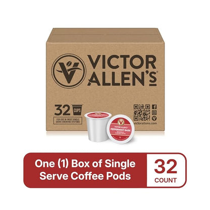 Victor Allen's Coffee Peppermint Bark Flavored, Medium Roast, 32 Count, Single Serve Coffee Pods for Keurig K-Cup Brewers