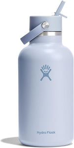 Load image into Gallery viewer, Hydro Flask Water Bottle - Insulated Stainless Steel - Wide Mouth Flex Straw Lid, Non Spill, Leakproof and Refillable in 64 Oz Surf Blue