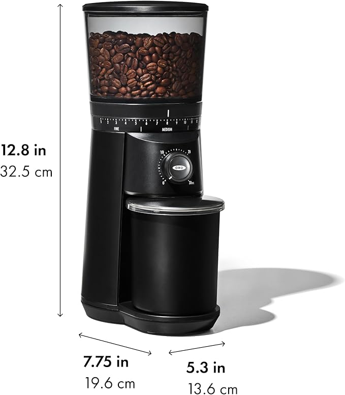 OXO Brew Conical Burr Grinder - Matte Black, Stainless Steel Burrs, One-Touch Automatic Smart Grind