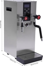 Load image into Gallery viewer, 12L Commercial Milk Frother, 2300W 110V Espresso Coffee Makers Steam Water Boiling Machine With LCD Display &amp; Adjustable Steam Lever For Cafe Bubble Tea Stores Coffee Shops Snack Stores, Silver