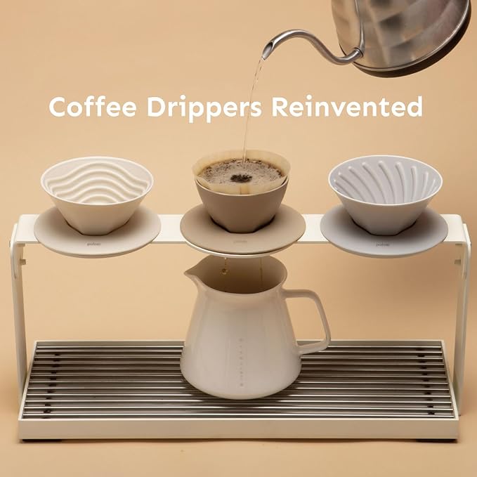 Palatti Universal Pour Over Coffee Drippers (Set of 3), Porcelain Ceramic Pour Over Coffee Maker Set, Adapt to All Paper Filters, Interchangeable Design Brings 11 Brewing Profiles, 1-4 cups