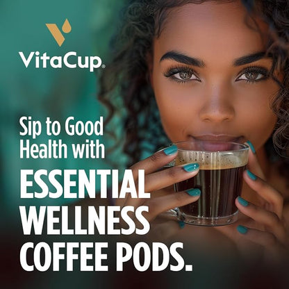 VitaCup Immunity Coffee Pods, Wellness Boost with Antioxidants, Echinacea, Probiotics, Vitamin C & D3, Medium Dark Roast, Recyclable Single Serve Pod Compatible with Keurig K-Cup Brewers,16 Ct