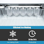 Load image into Gallery viewer, COSTWAY Countertop Ice Maker, 26Lbs/24H Portable Ice Machine with Self-Cleaning Function, Bullet Ice Cubes Ready in 8 Mins, Scoop and Removable Basket,Ice Maker for Home Party Bar, Silver