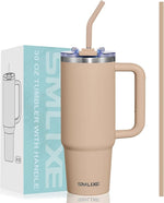 Load image into Gallery viewer, 30 oz Tumbler with Handle, Tumbler with Lid and Straw, Double Wall Vacuum Insulated Travel Mug Stainless Steel Tumbler for Hot and Cold, Cupholder Friendly (Mocha)