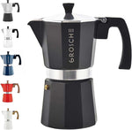 Load image into Gallery viewer, GROSCHE Milano Stovetop Espresso Maker Moka Pot Cuban Coffee Maker Stovetop Coffee Maker Moka Italian Greca Brewer Percolator | 6 Espresso Cup, Black