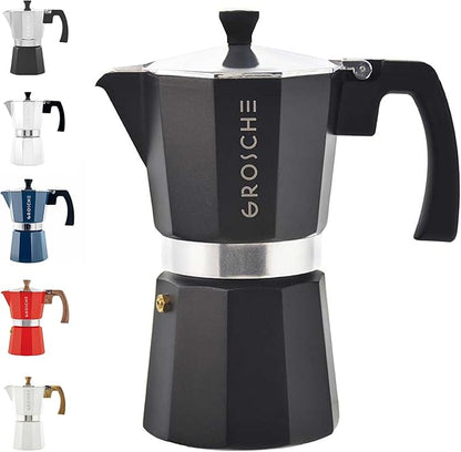 GROSCHE Milano Stovetop Espresso Maker Moka Pot Cuban Coffee Maker Stovetop Coffee Maker Moka Italian Greca Brewer Percolator | 6 Espresso Cup, Black