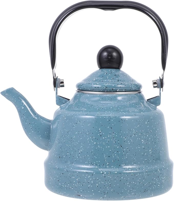 DOITOOL Enamel Tea Kettle Vintage Enamel Teapot 1.1 L Porcelain Tea Kettle Camping Coffee Kettle Stovetop Kettle Hot Water Boiler Pot for Hot Water, Tea Accessories