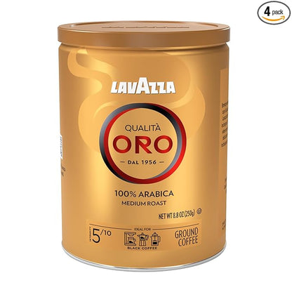 Lavazza Qualità Oro Ground Coffee, Medium Roast, 100% Arabica, 8.8 oz Tin (Pack of 4)