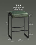 Load image into Gallery viewer, VASAGLE EKHO Collection - Bar Stools Set of 2, Counter Height Bar Stools, Synthetic Leather with Stitching, Mid-Century Modern Counter Stools, 26-Inch Tall, Kichen Home Bar Dining Room, Forest Green