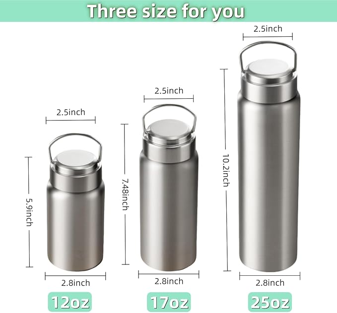 Vacuum Insulated Stainless Steel Water Bottle with Tea Infuser - Wide Mouth,BPA-Free, Leak- Proof,Keeps Cold 24H/ Hot 12H- Ideal for Travel,Office, Gym (17, ounces)