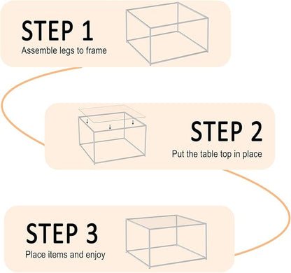 Glass Coffee Table Square Coffee Table for Small Space,Modern Minimalist Center Table for Living Room Home Office,Tempered Glass-top with Sturdy Metal Frame,Easy Assembly,27 x 27In, White