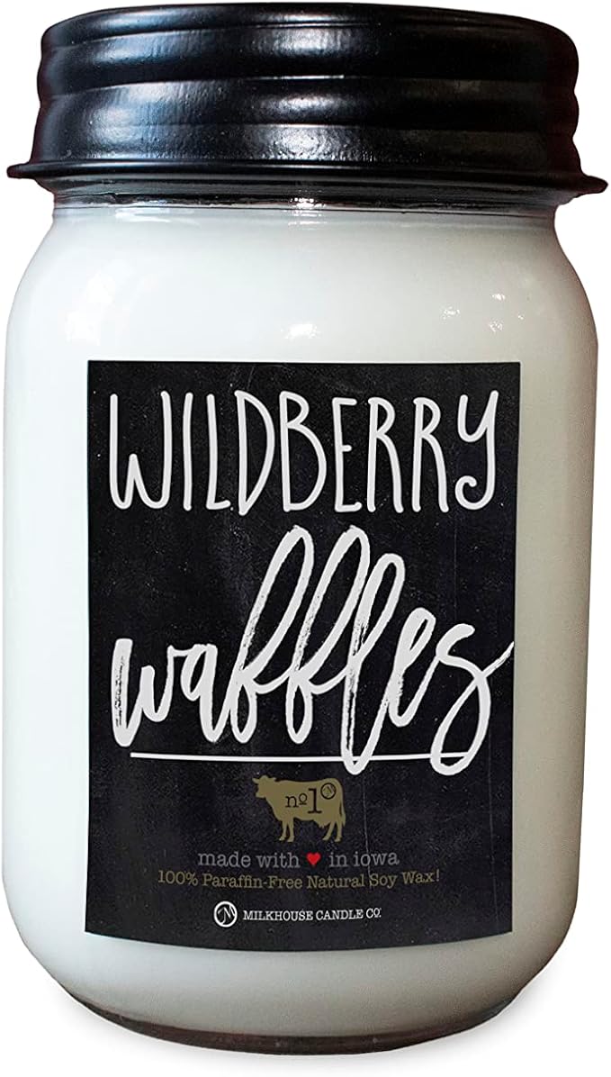 Milkhouse Candle Company - Wildberry Waffles - 13oz Beeswax and Soy Candles - Farmhouse Collection - 100% Natural, Paraffin Free, with Premium Fragrance Oil, Glass Jars with Lids