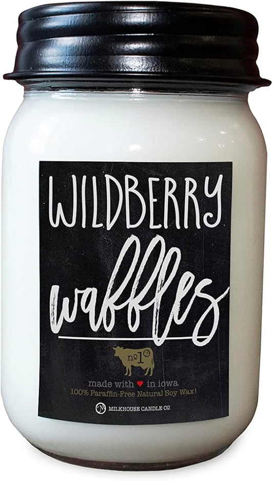 Milkhouse Candle Company - Wildberry Waffles - 13oz Beeswax and Soy Candles - Farmhouse Collection - 100% Natural, Paraffin Free, with Premium Fragrance Oil, Glass Jars with Lids