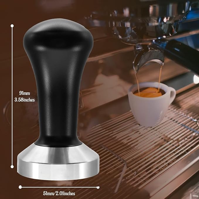 51mm Coffee Hand Tamper 304 Stainless Steel Base Professional Espresso Press for Portafilter Coffee Machine Barista Tool (51mm)