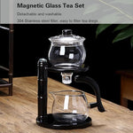 Load image into Gallery viewer, Kungfu Magnetic Teapot Glass Magic Tea Set Semi-Automatic Water Guide Magnetic Teapot with Infuser Heat-Resistant Glass Magic Tea Pot Perfect Holiday Gifts (Black)