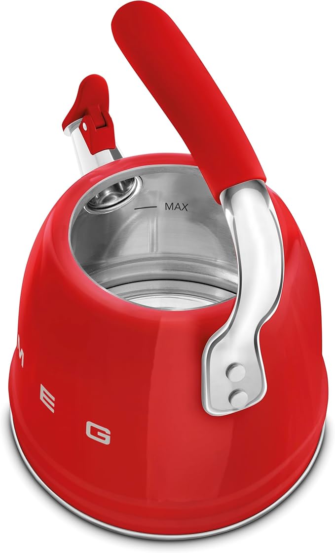 SMEG Retro Stovetop Whistling Kettle – 2.4Q (Red)