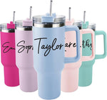 Load image into Gallery viewer, Ships Next Day,Birth Flower 40 Oz Tumbler with Handle and Straw, Personalized Tumbler with Name Insulated Cup Reusable Stainless Steel Water Bottle Travel Mug Christmas Birthday Gifts for Women