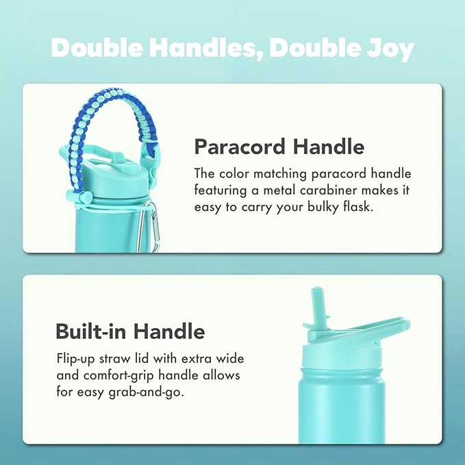 mininoo Insulated Stainless Steel Water Bottle with Straw and Lid for Sports, 24 oz, Pacific Dream