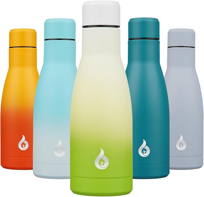 BJPKPK Insulated Water Bottle 12oz Small Stainless Steel Water Bottles Reusable Metal Thermal Keep Cold and Hot,Elegant Green