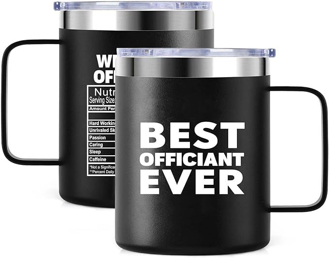Best Wedding Officiant from Bride Groom | Anniversary Wedding Officiant Gift Insulated Coffee Cup | 12oz with Handle and Lid 304 Stainless Steel Camping Travel Thermal Mugs - Black
