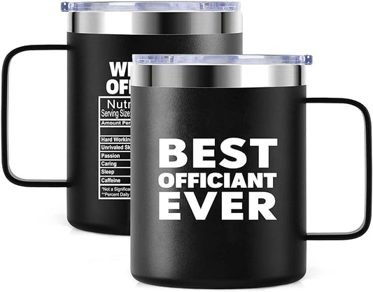 Best Wedding Officiant from Bride Groom | Anniversary Wedding Officiant Gift Insulated Coffee Cup | 12oz with Handle and Lid 304 Stainless Steel Camping Travel Thermal Mugs - Black